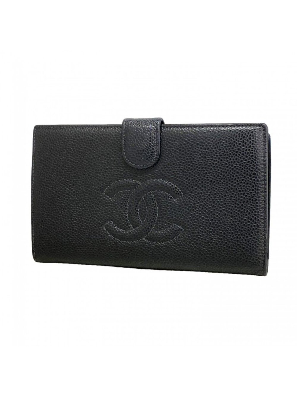 Chanel Wallet Caviar Leather Black Gold